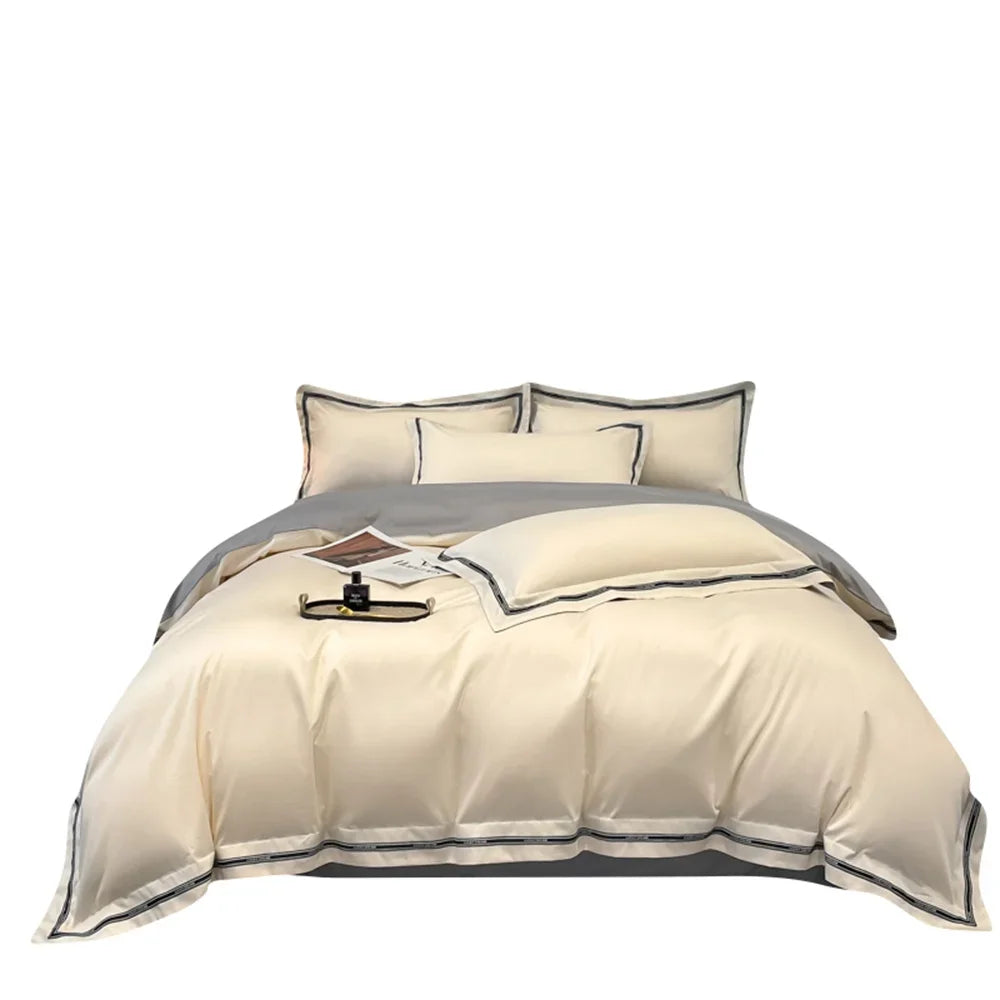 Afralia™ Egyptian Cotton Bedding Set Queen King Size Solid Color