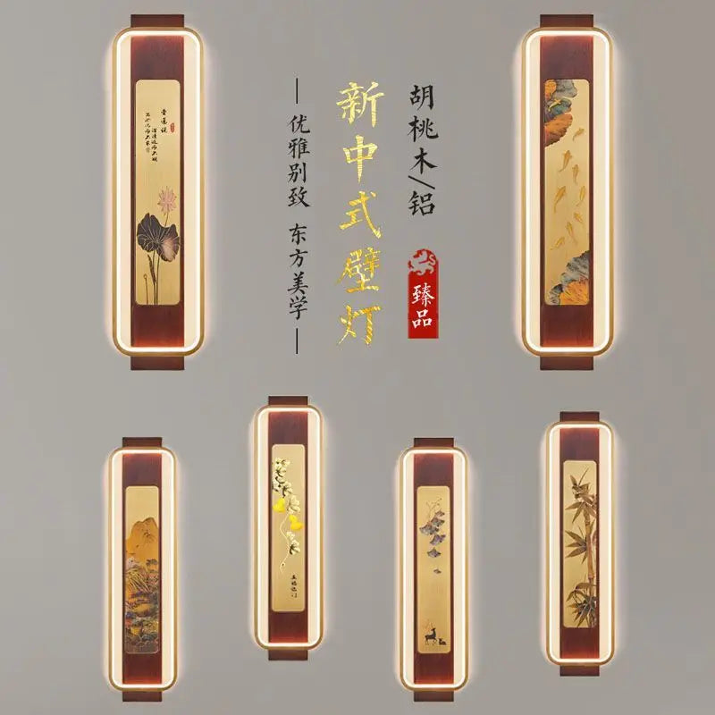 Afralia™ Solid Wood Wall Lamp: Modern Chinese Style, Atmospheric Strip Light for Living Room, Bedroom