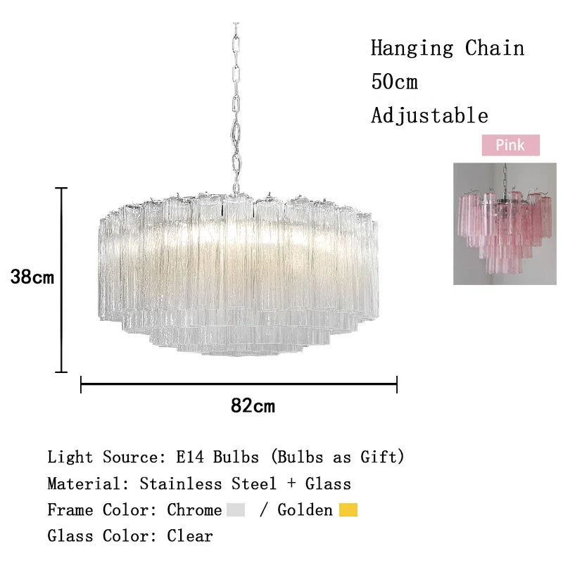 Afralia™ Pink Glass Chandelier LED Light Fixture for Ceiling Living Room Decor