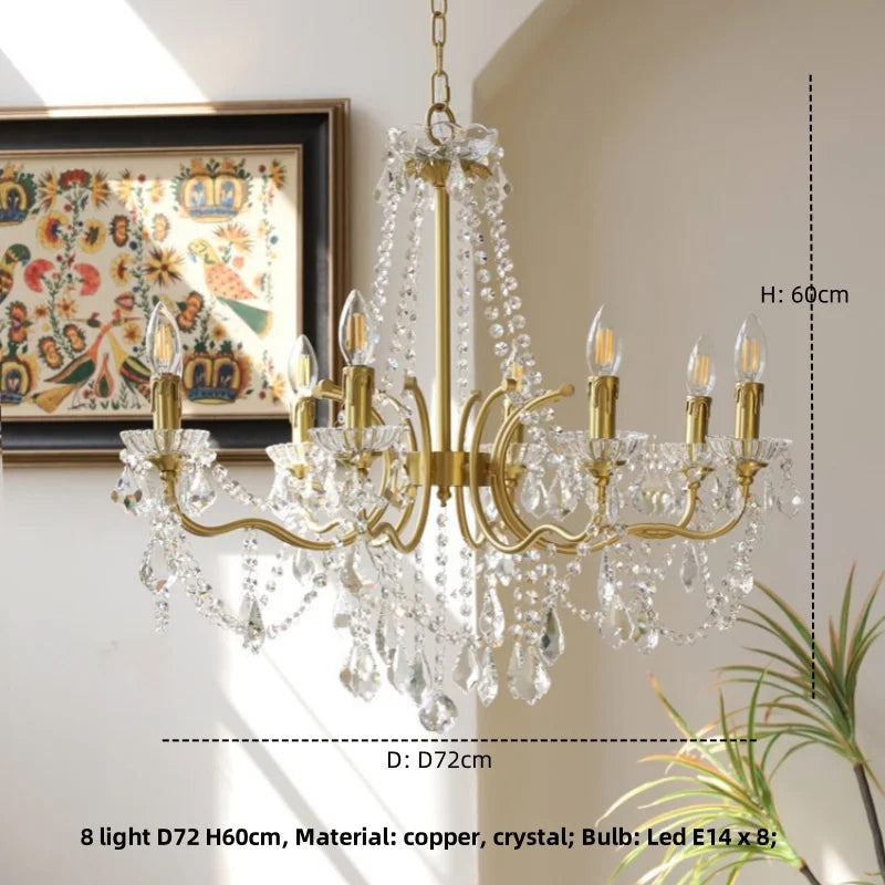 Afralia™ Luxury Copper Crystal Chandelier LED Pendant Lights for Home Decor