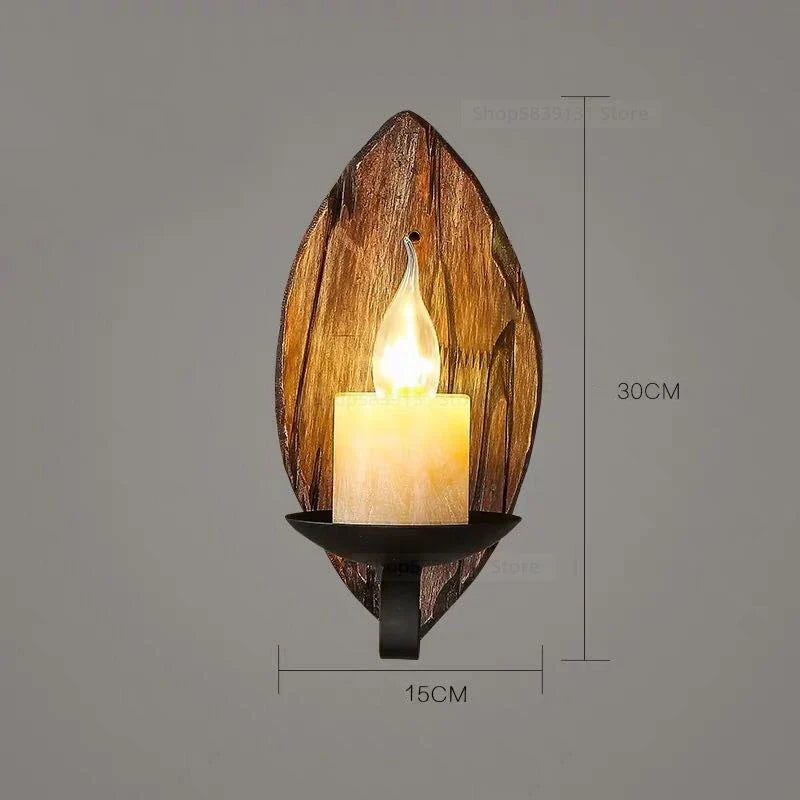 Afralia™ Wrought Iron Wood Wall Lamps - Retro LED Wall Lights for Home, Bar, Cafe & Living Room
