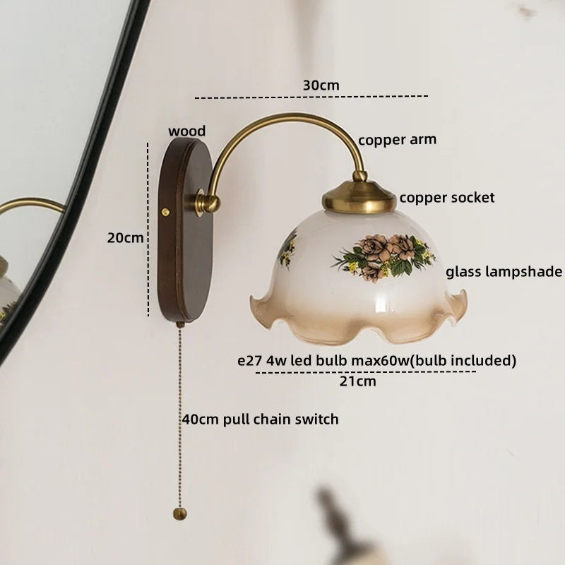 Afralia™ Glass Copper LED Wall Lights - Nordic Modern Bedroom Bathroom Living Room Lamp