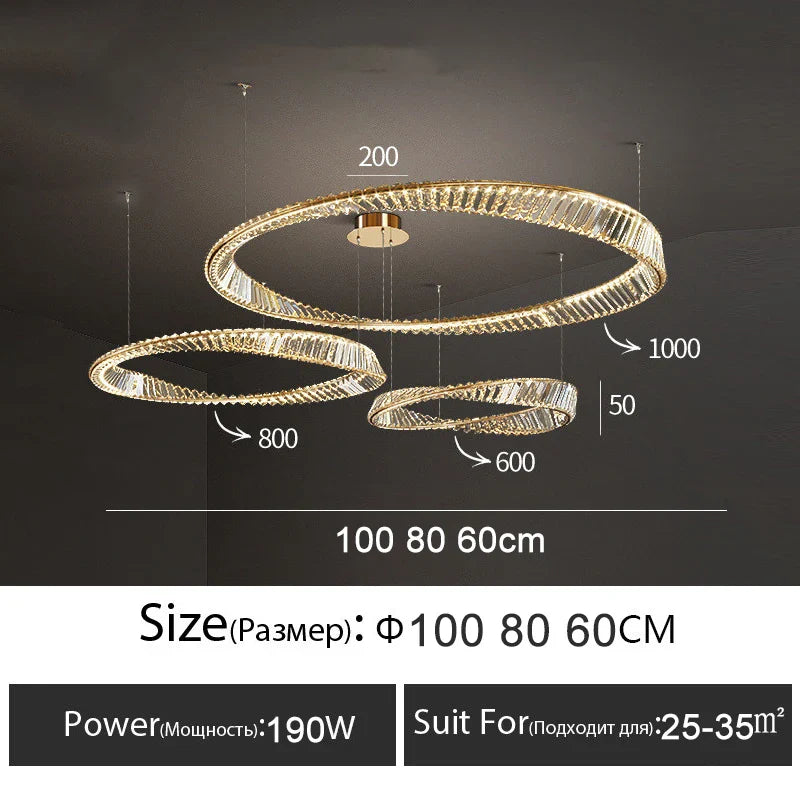 Afralia™ Crystal Ring Ceiling Lamp - Modern Luxury LED Chandelier for Master Bedroom & Living Room