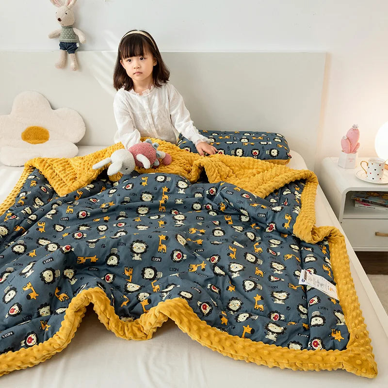 Afralia™ Cotton Floral Double Quilt | Retro Soothe Doudou Bedding Blanket