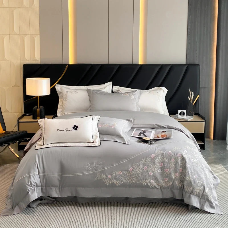 Afralia™ Luxury Embroidery Wedding Cotton Bedding Set