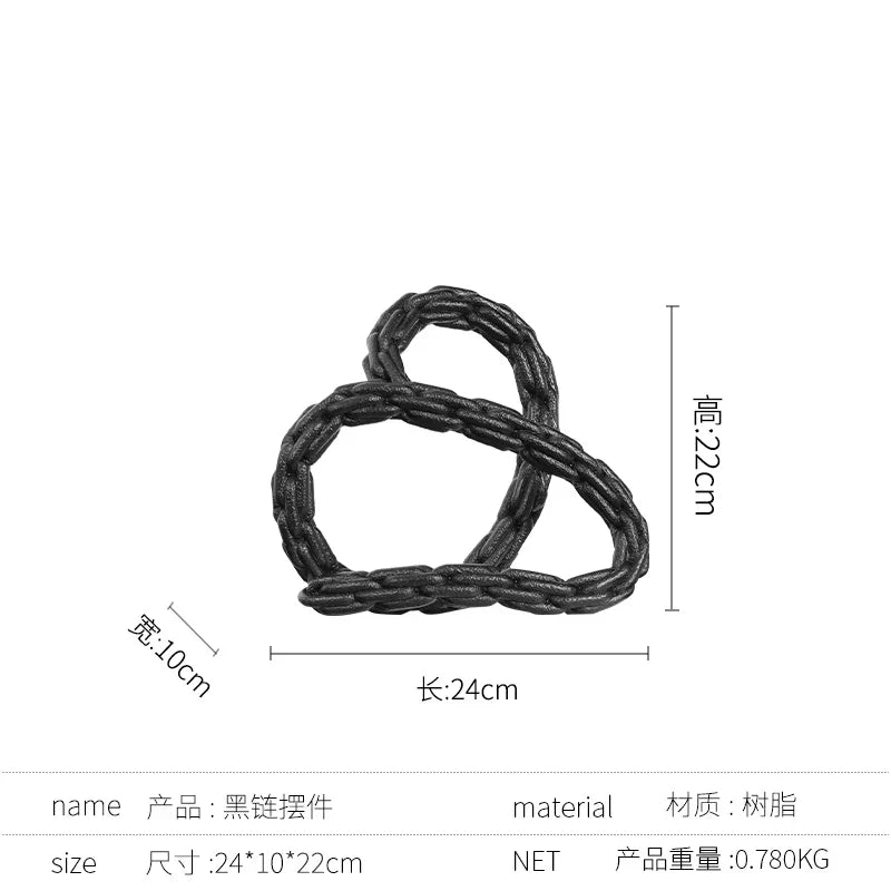 Afralia™ Golden Knot Chain Ring Geometric Decorative Figurine - Resin Home Decor Accessory