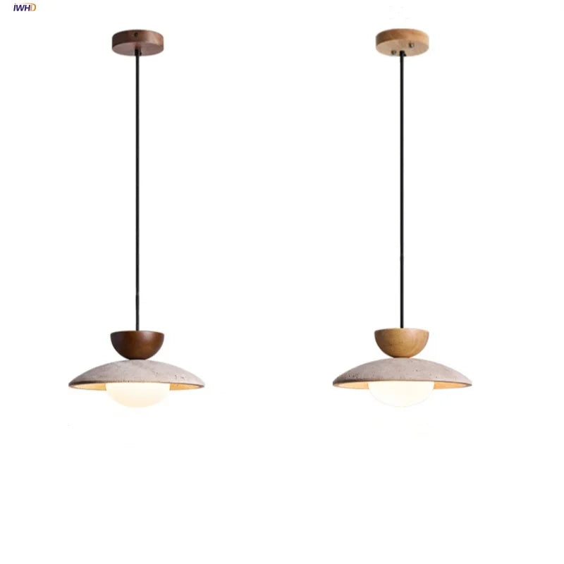 Afralia™ Yellow Travertine LED Pendant Light Glass Hanging Lamp for Modern Home Decor