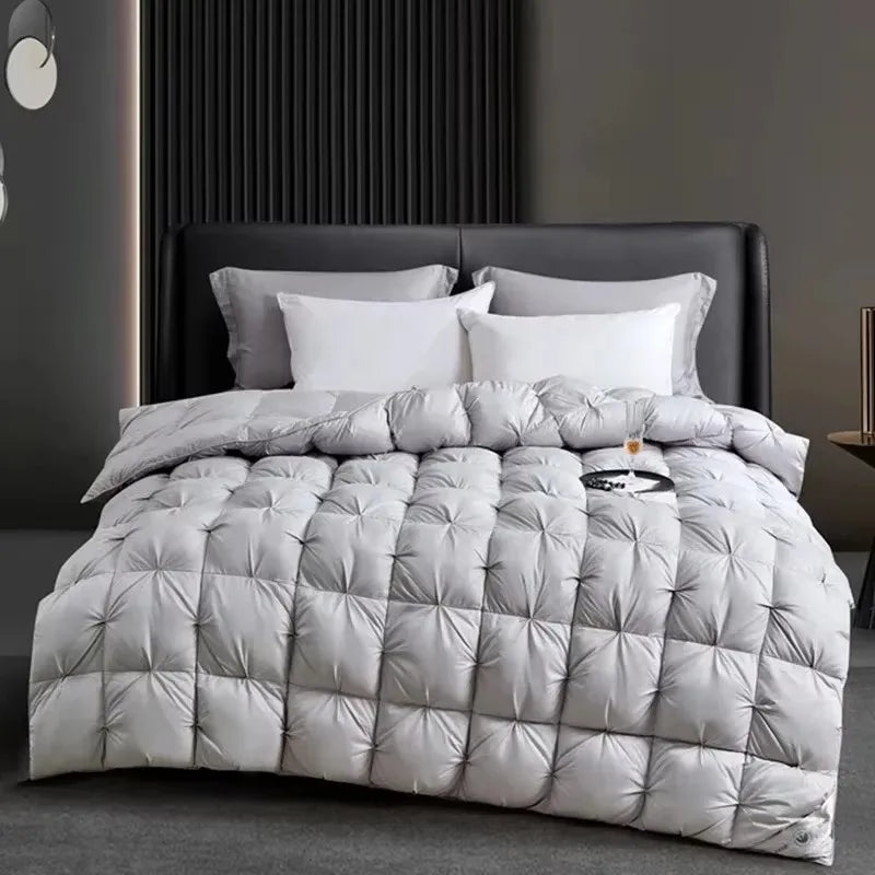 Afralia™ Luxury White Goose Down Quilt for Queen King Bed Warm Cozy Lightweight Comforter
