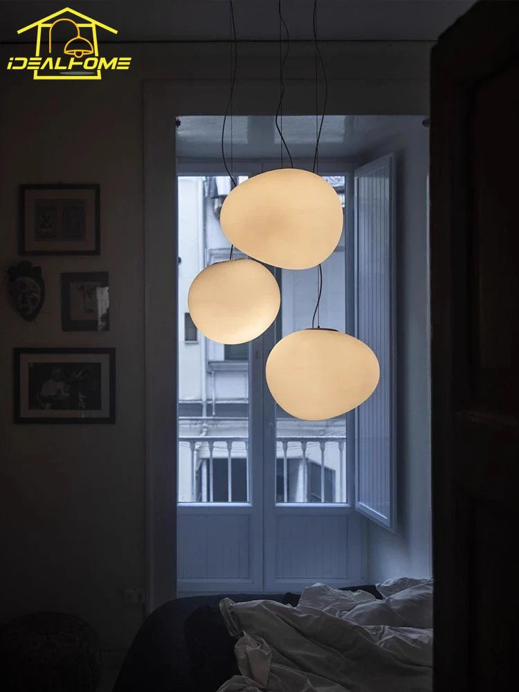 Afralia™ Glass Pebble Pendant Lights LED E27 Minimalist Design for Restaurant, Living Room, Bedroom