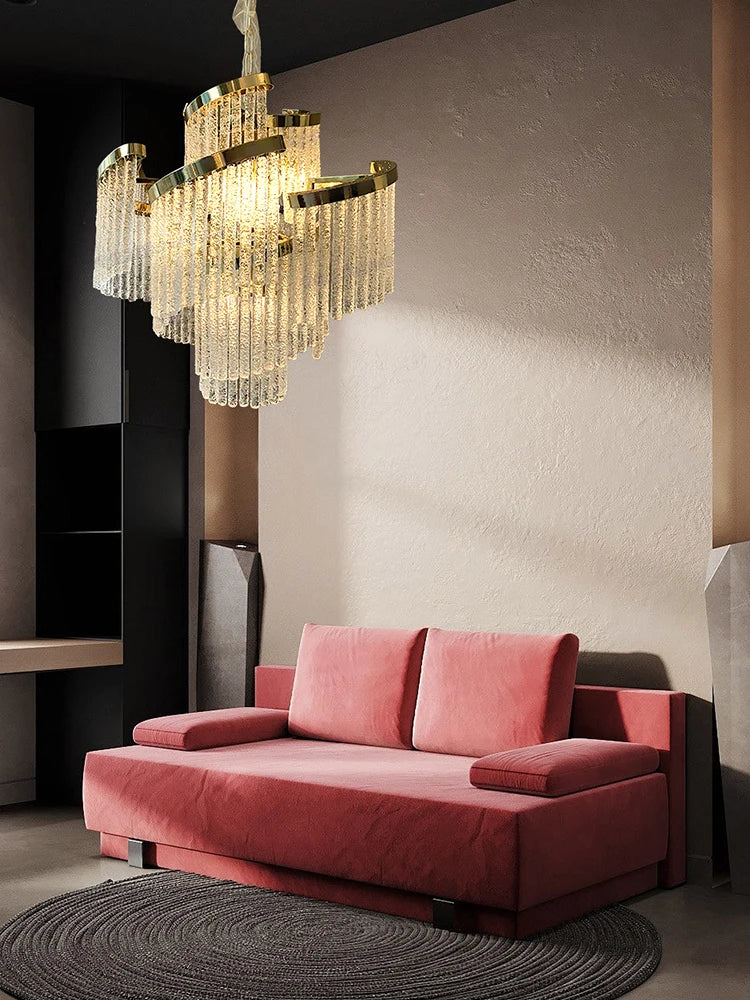 Afralia™ Icicle Glass Chandelier: Handmade Luxury Indoor Hanging Lamps for Living Room