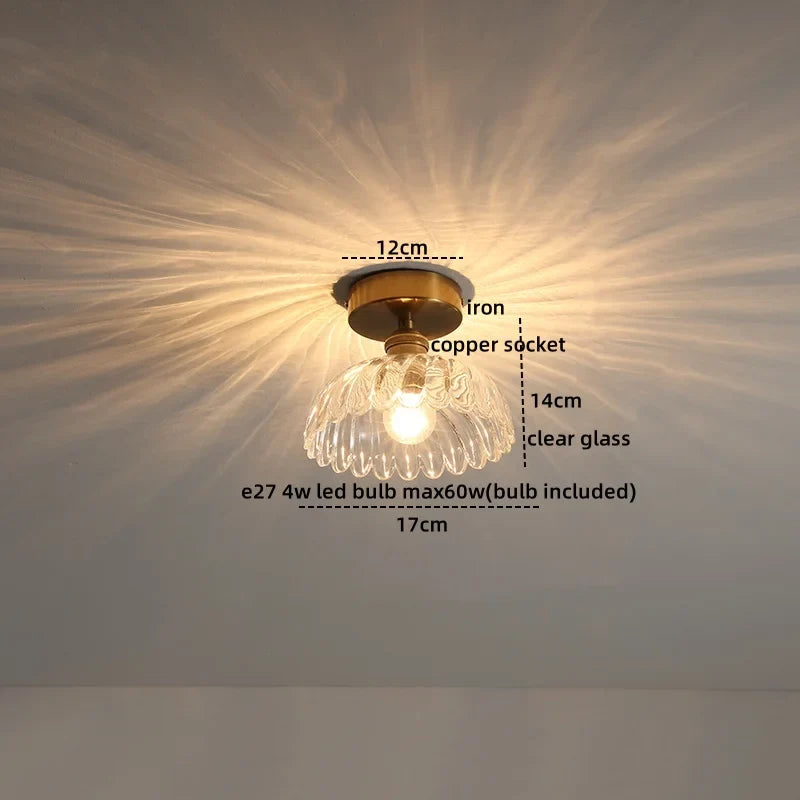 Afralia™ Modern Glass Copper LED Ceiling Light Chandelier for Home, Living Room, Kitchen