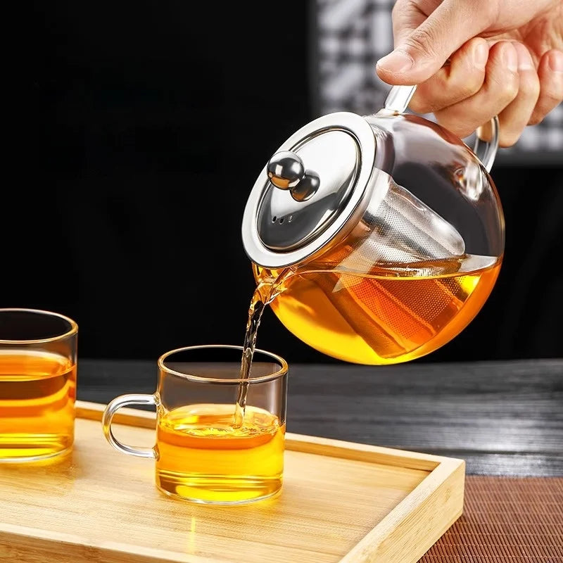 Afralia™ Glass Teapot: 650ml Filter Coffee & Tea Kettle for Home, Kung Fu Style