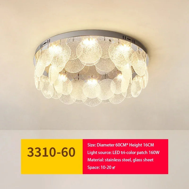 Afralia™ Glass Chandelier LED Ceiling Lamp | Modern Metal Art | Indoor Living Room Kitchen Decoration