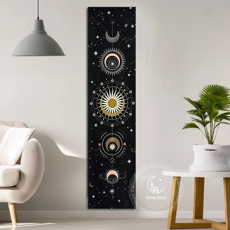 Moon Phase Starry Sky Tapestry Wall Hanging for Mystical Home Decor by Afralia™