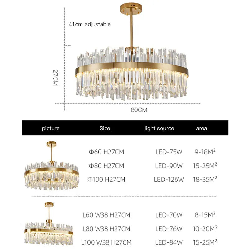 Afralia™ Crystal Chandelier: Nordic Light Luxury Round Pendant for Living & Dining Rooms