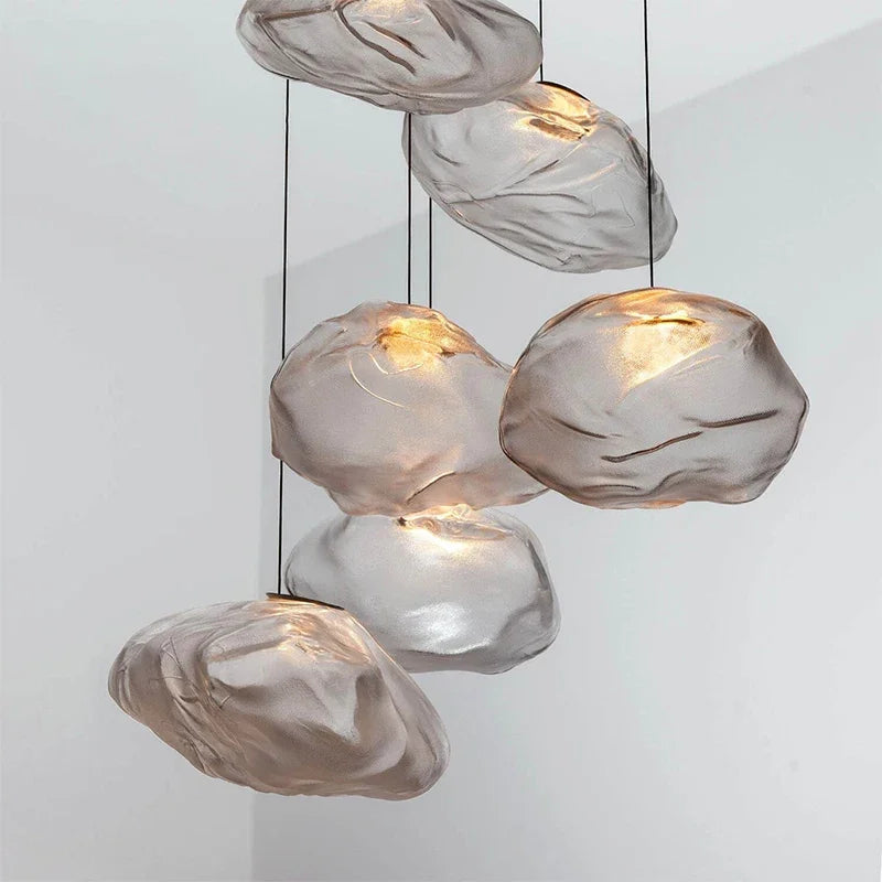 Afralia™ Smoky Grey Glass Pendant Light: Artistic Hanging Lamp for Stylish Decor.