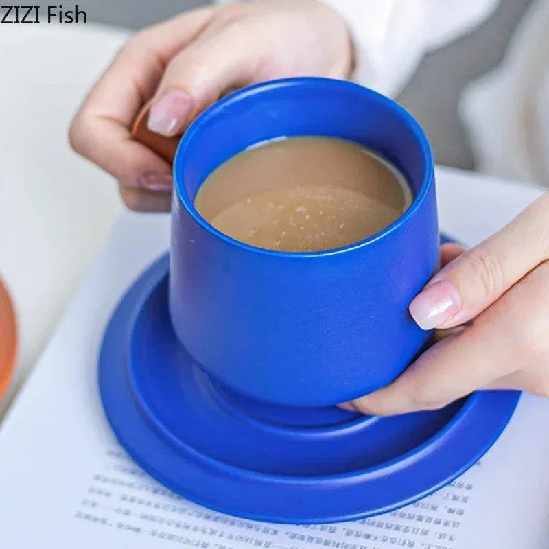 Afralia™ Ceramic Cup & Saucer Set - Modern Design Tea & Coffee Cups