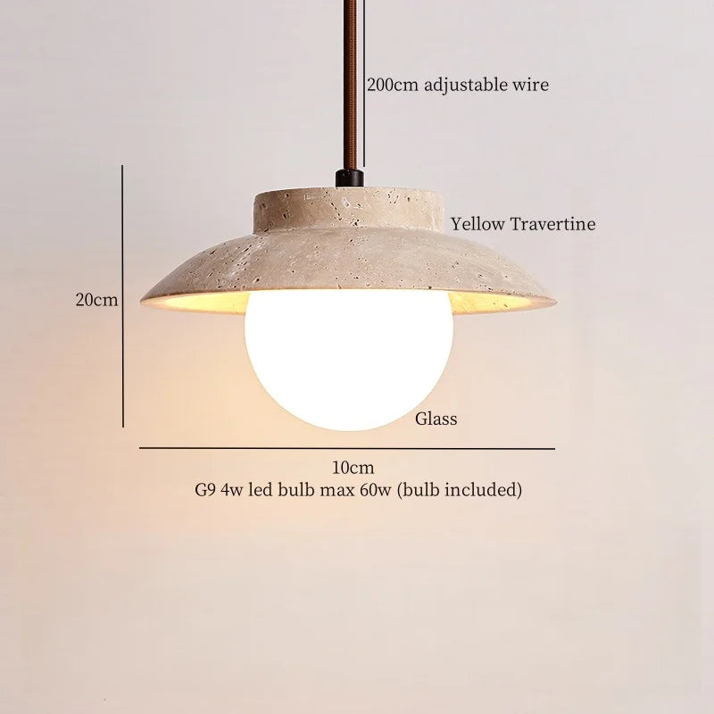 Afralia™ Creative Stone LED Pendant Light Yellow Travertine Nordic Minimalism Hanging Lamp