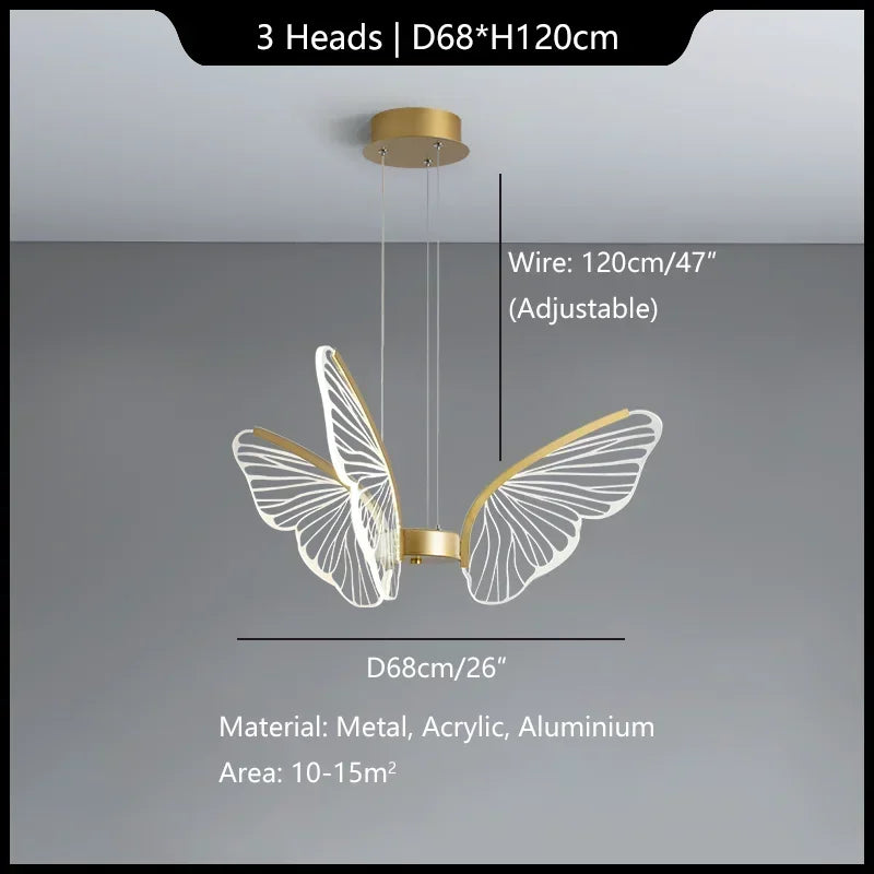 Afralia™ Butterfly Modern Pendant Chandelier for Living Room and Dining Area