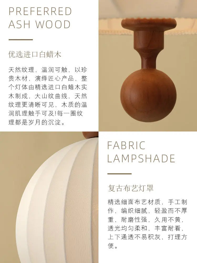 Afralia™ Zen Art Wood Fabric LED Pendant Lights for Bedroom, Restaurant, Tea Room