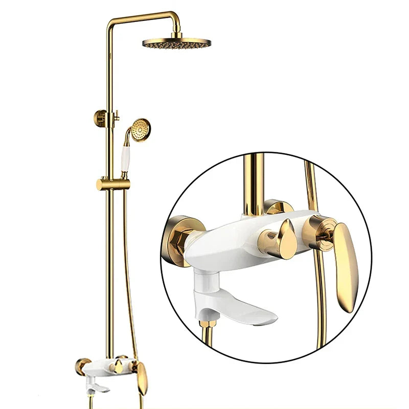 Afralia™ Black Brass Wall Mounted Bathtub Faucet Set - Rain Shower Head, Handheld, Square