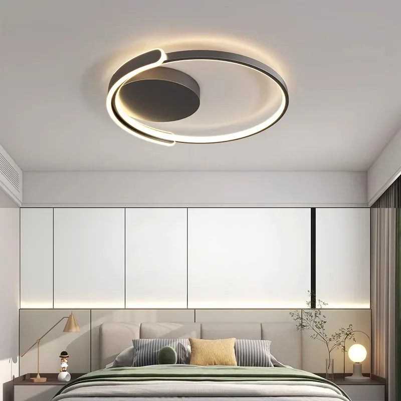 Afralia™ Circle LED Ceiling Lamp | Minimalist Round Iron Dimmable Bedroom Light Fixtures