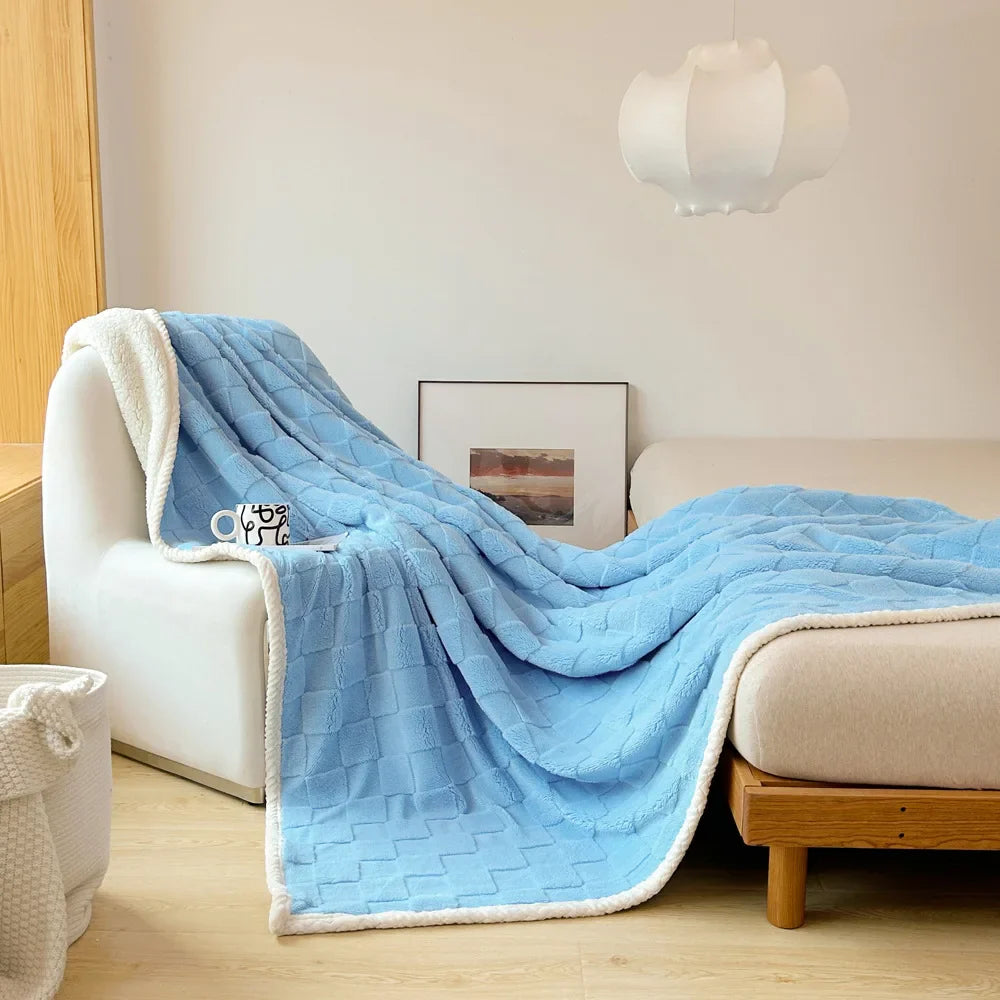 Afralia™ Plaid Jacquard Lamb Fleece Blanket: Soft & Cozy Single Size for All Seasons