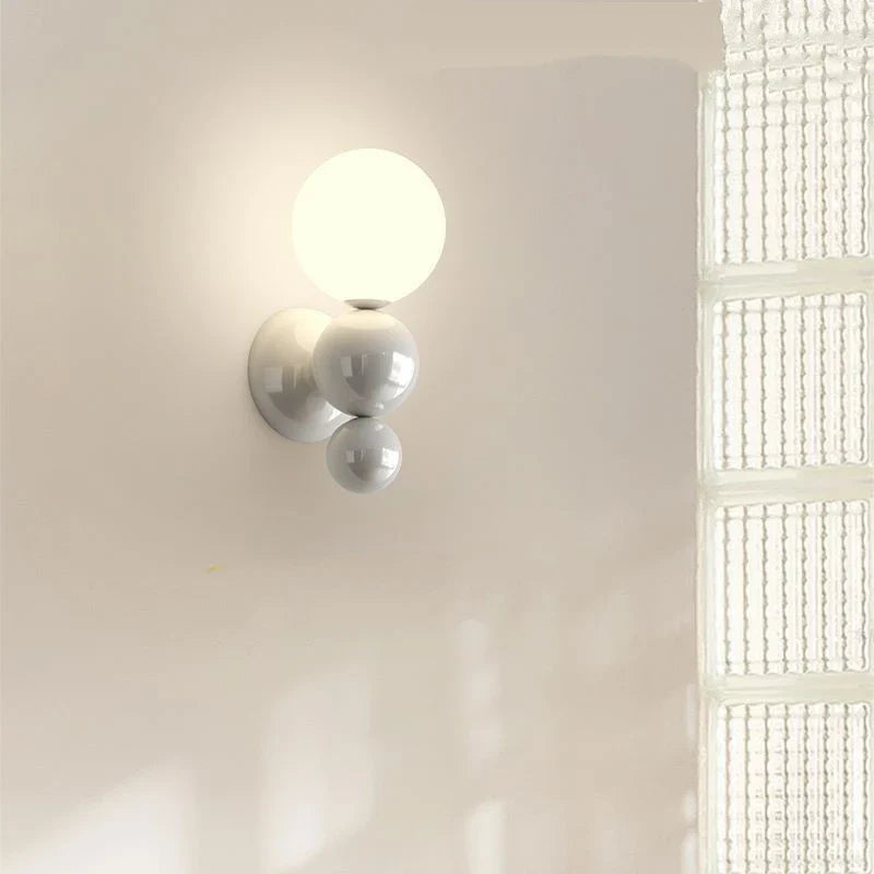 Afralia™ LED Wall Light Red Green White Metal Kids Room Lamp White Acrylic Ball