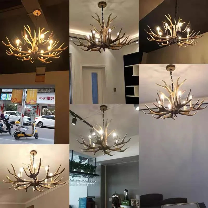 Afralia™ Antler Pendant Chandelier for Home and Bar Decor - Industrial Deer Horn Fixture