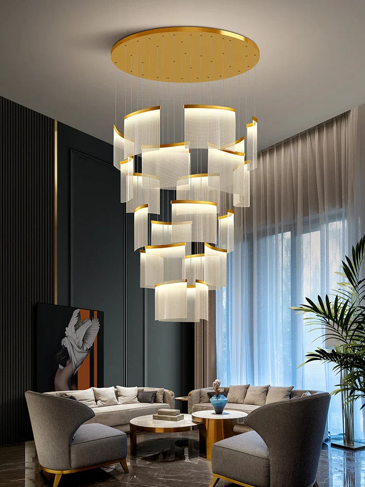 Afralia™ Acrylic LED Chandelier: Modern Light Luxury Dimmable Pendant for Living Room-Elegant Lighting Fixtures