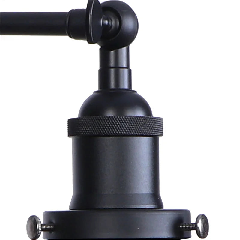 Afralia™ Black LED Wall Lamp Vintage Style Iron Bedside Light Glass Wall Sconce