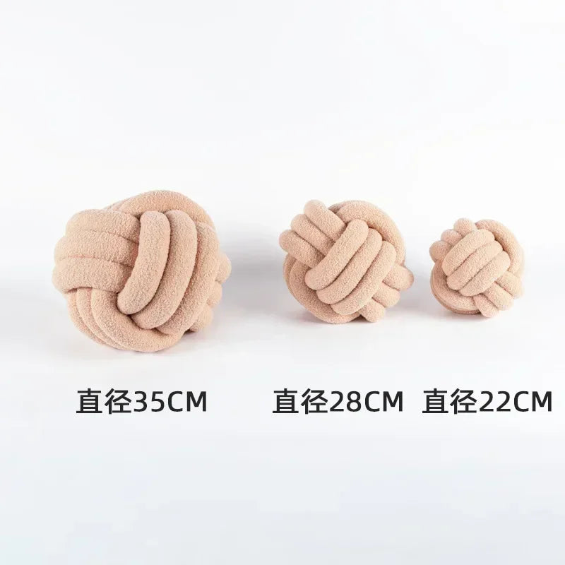 Afralia™ Lamb Fleece Sofa Bed Pillows, High-End Knotted Ball Cushions for Elegant Living Room Decor