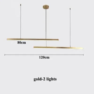 Afralia™ Modern Gold Black Led Pendant Lights, Dimmable, L80cm, Aluminium, Dining Room Hanging Lamp