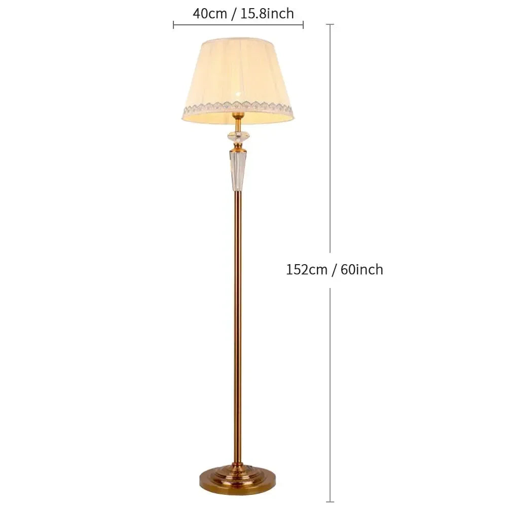 Afralia™ Crystal Floor Lamp - European Retro Living Room & Bedroom Stand Light