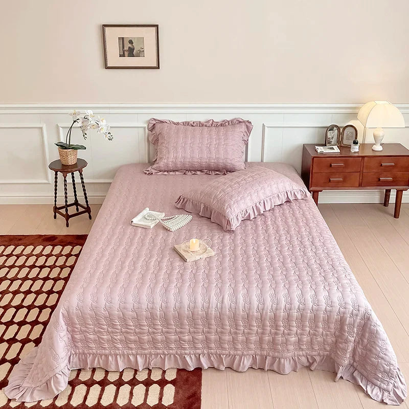 Afralia™ Lyocell Flower Embroidery Bedspread Set