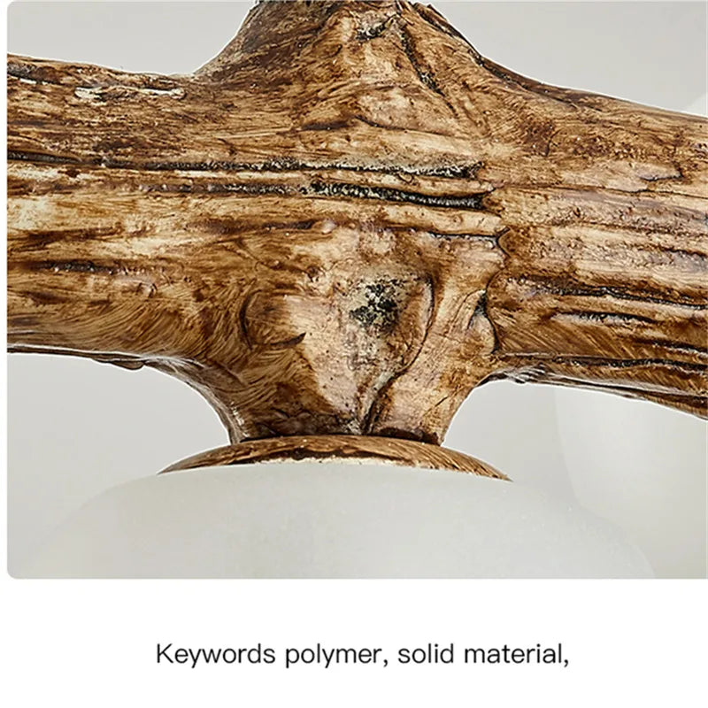 Afralia™ Nordic Wooden Chandelier Ring with Milky White Glass Light