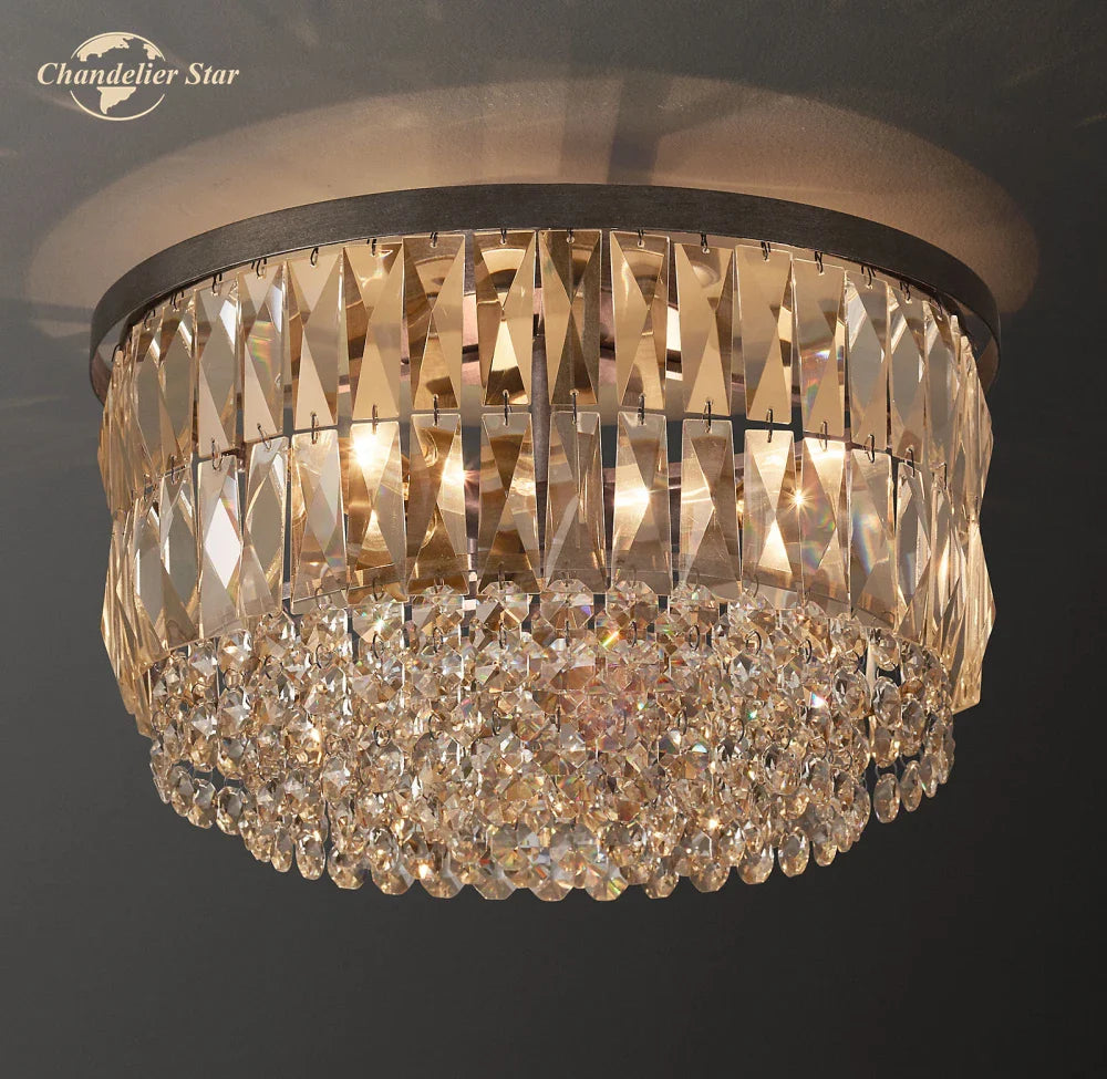 Afralia™ Portia Crystal Flushmount LED Ceiling Light - Modern Prism Design