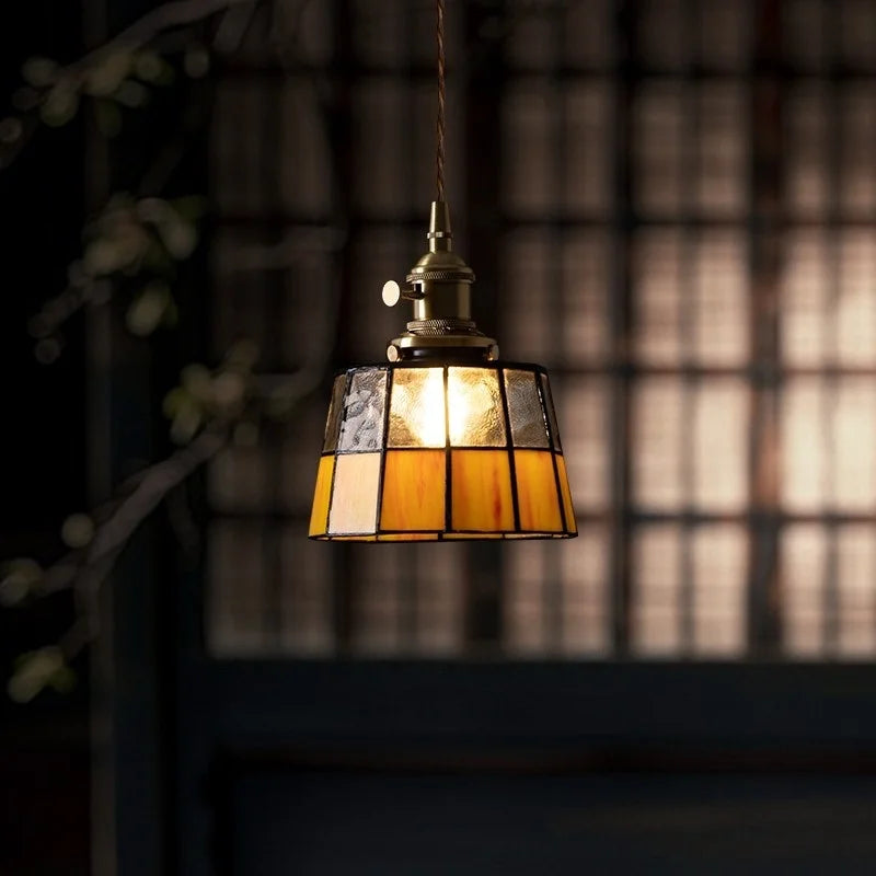 Afralia™ Japanese Vintage LED Copper Pendant Lamp for Kitchen Bar Cafe Living Room