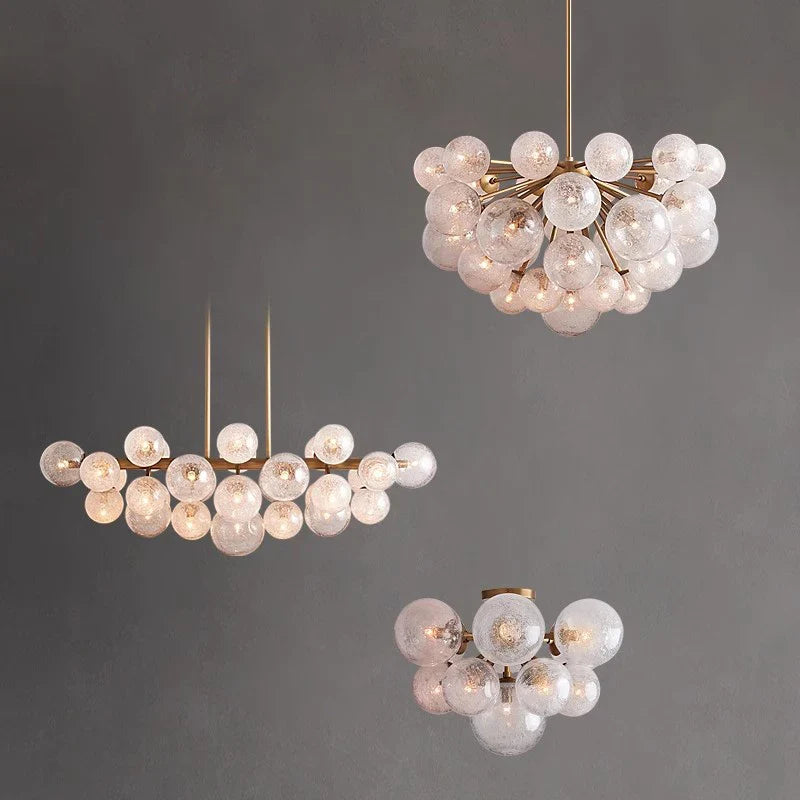 Afralia™ American Glass Bubble LED Chandelier - Trendy Vintage Hanging Lamp for Dinning Room
