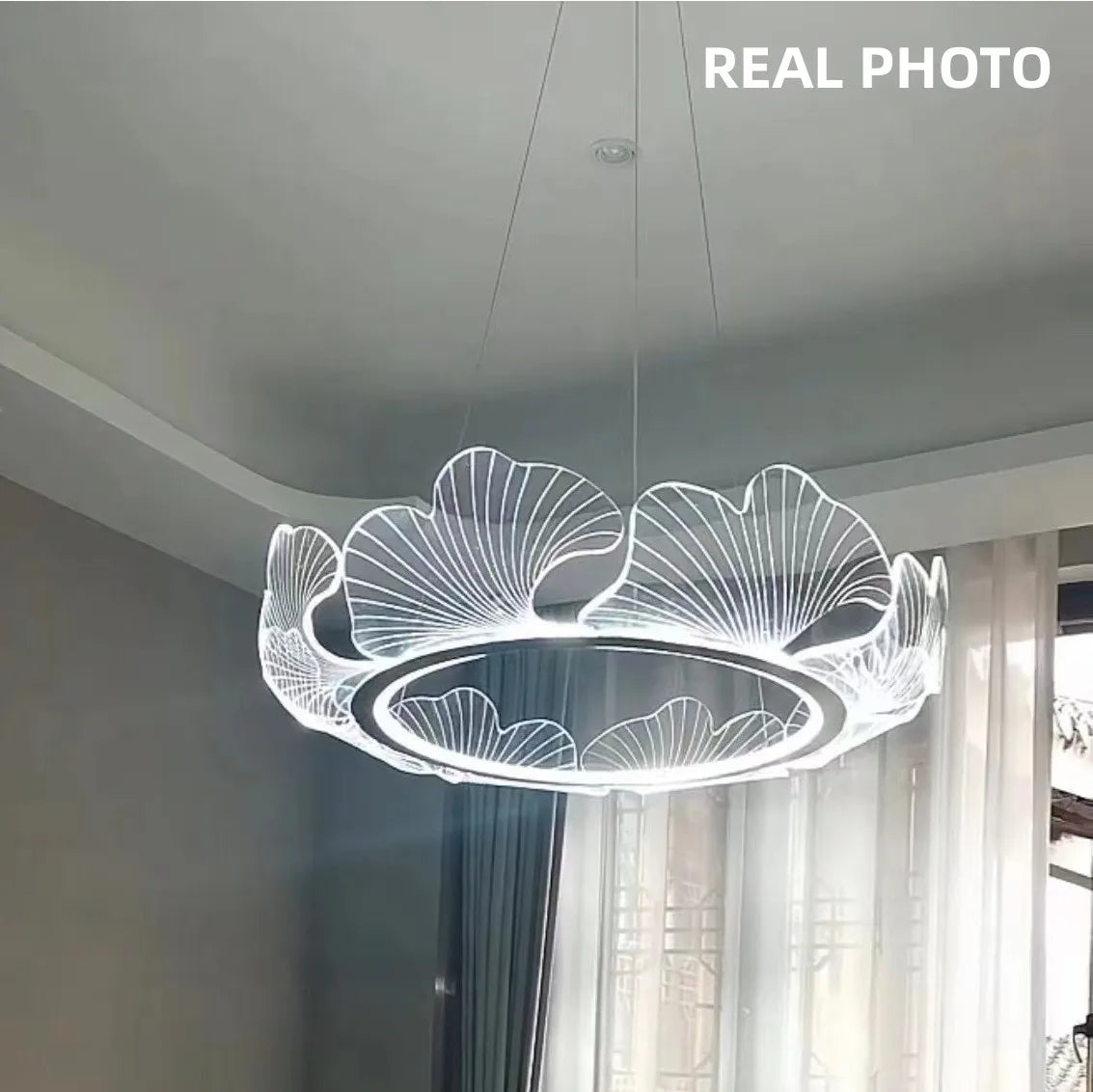 Afralia™ Ginkgo Gold Acrylic LED Pendant Light - Modern Minimalism Chandelier