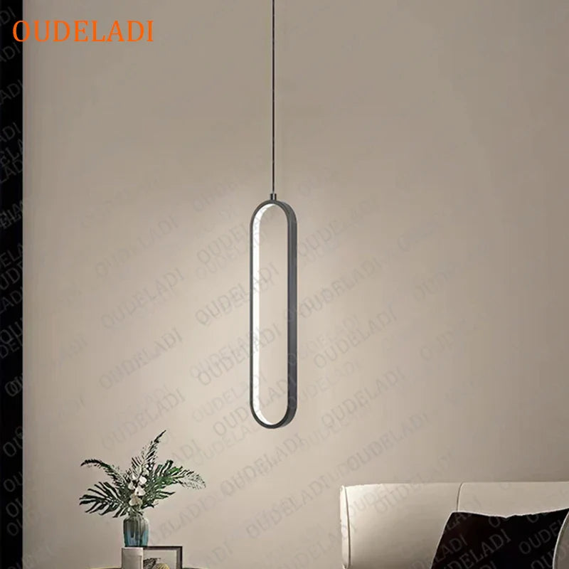 Afralia™ Minimalist LED Pendant Light for Bedroom, Restaurant, Living Room - Gold/Black Ring Hanging Lamp