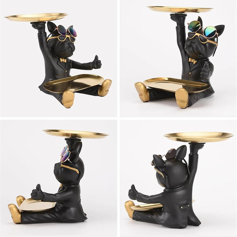 Afralia™ French Bulldog Tray Statue: Stylish Bulldog Storage Decor for Modern Home & Office.