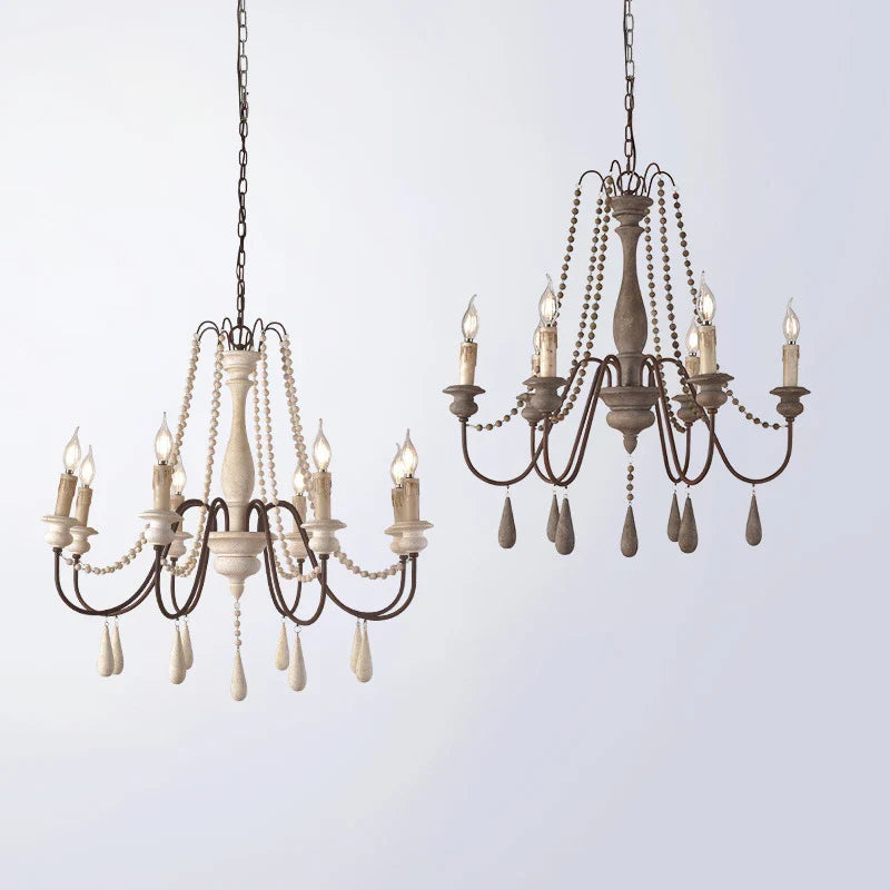 Afralia™ Wooden Chandelier: Classic Country Style Pendant Lamp for Home Decor Lighting