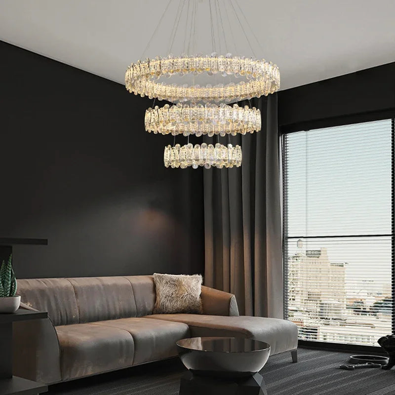 Afralia™ Crystal LED Ceiling Chandelier: Modern Dimmable Lighting Fixture for Stylish Home Decor
