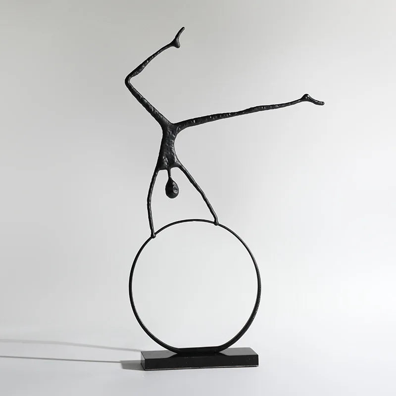 Afralia™ Black Metal Sports Figure Sculpture for Elegant Home Decor