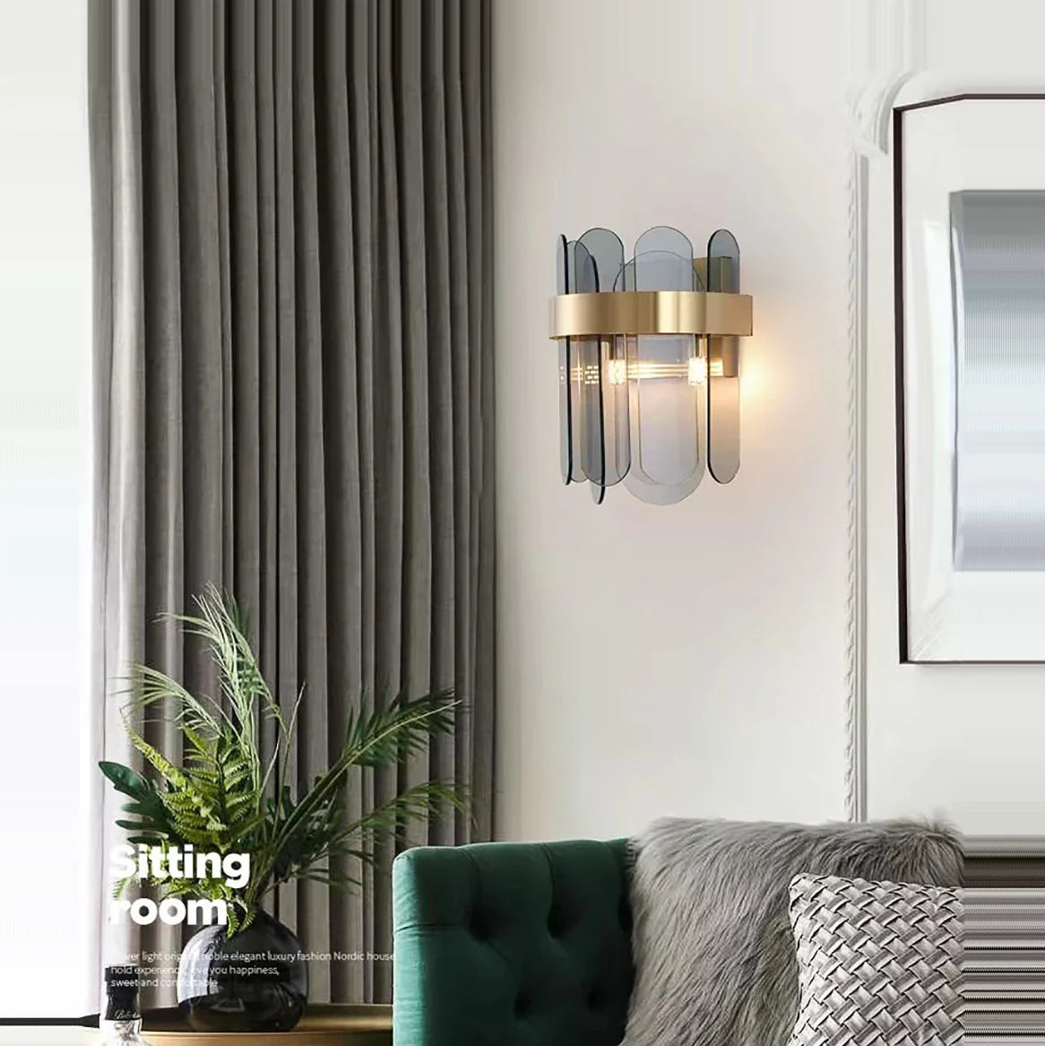 Afralia™ Gray Glass Wall Lamp - Modern Living Room Decor Sconce Light