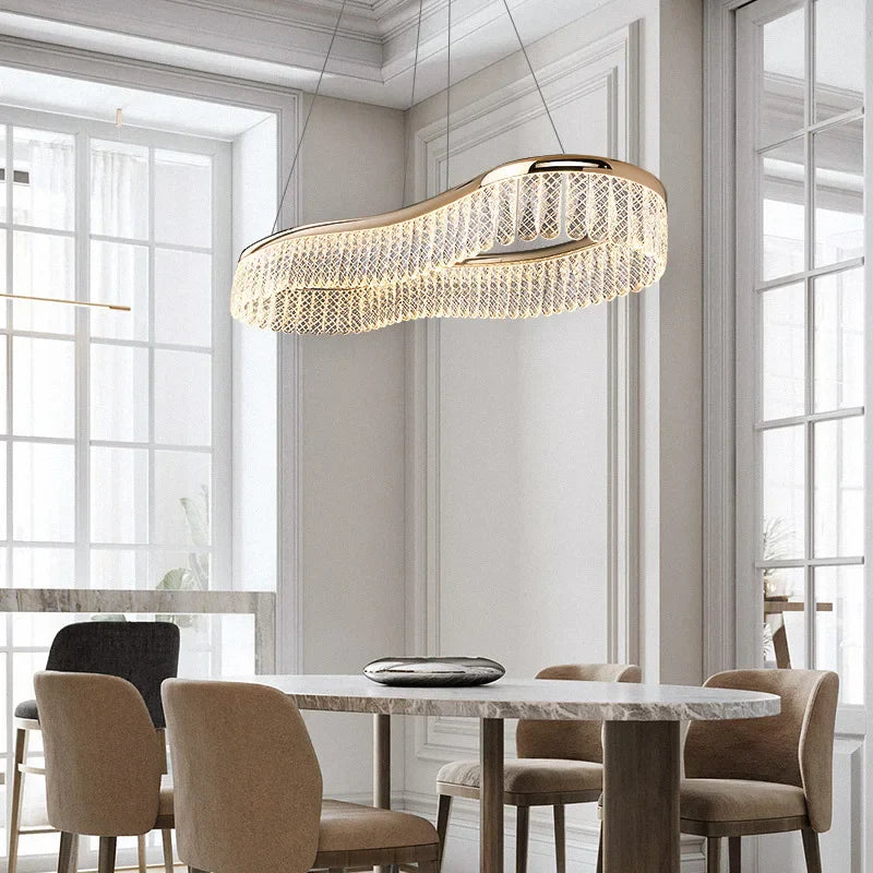 Afralia™ Golden Crystal Chandelier Luxury Round Pendant Lamparas Art Decor Fixture