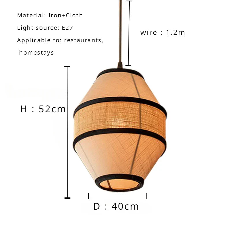 Afralia™ Colored Wabi Sabi Fabric Pendant Lamp for Homestay and Restaurant