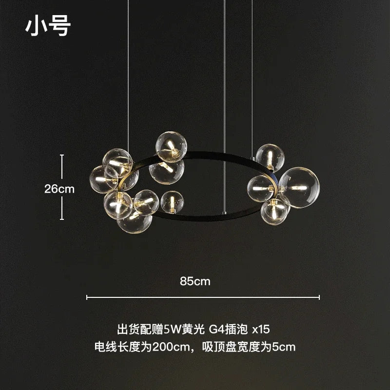 Afralia™ Glass Ball LED Chandelier: Modern Nordic Style for Living, Dining, Kitchen, Study