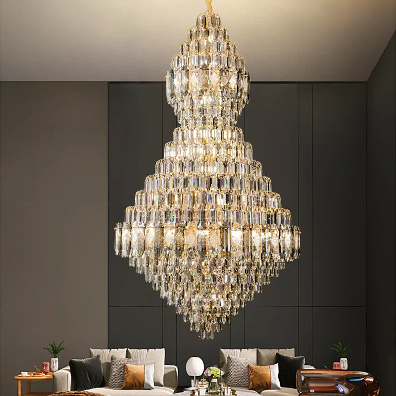 Afralia™ Luxury Crystal Chandelier: Modern European Mid-Floor Villa Hollow Jump Floor Lamp